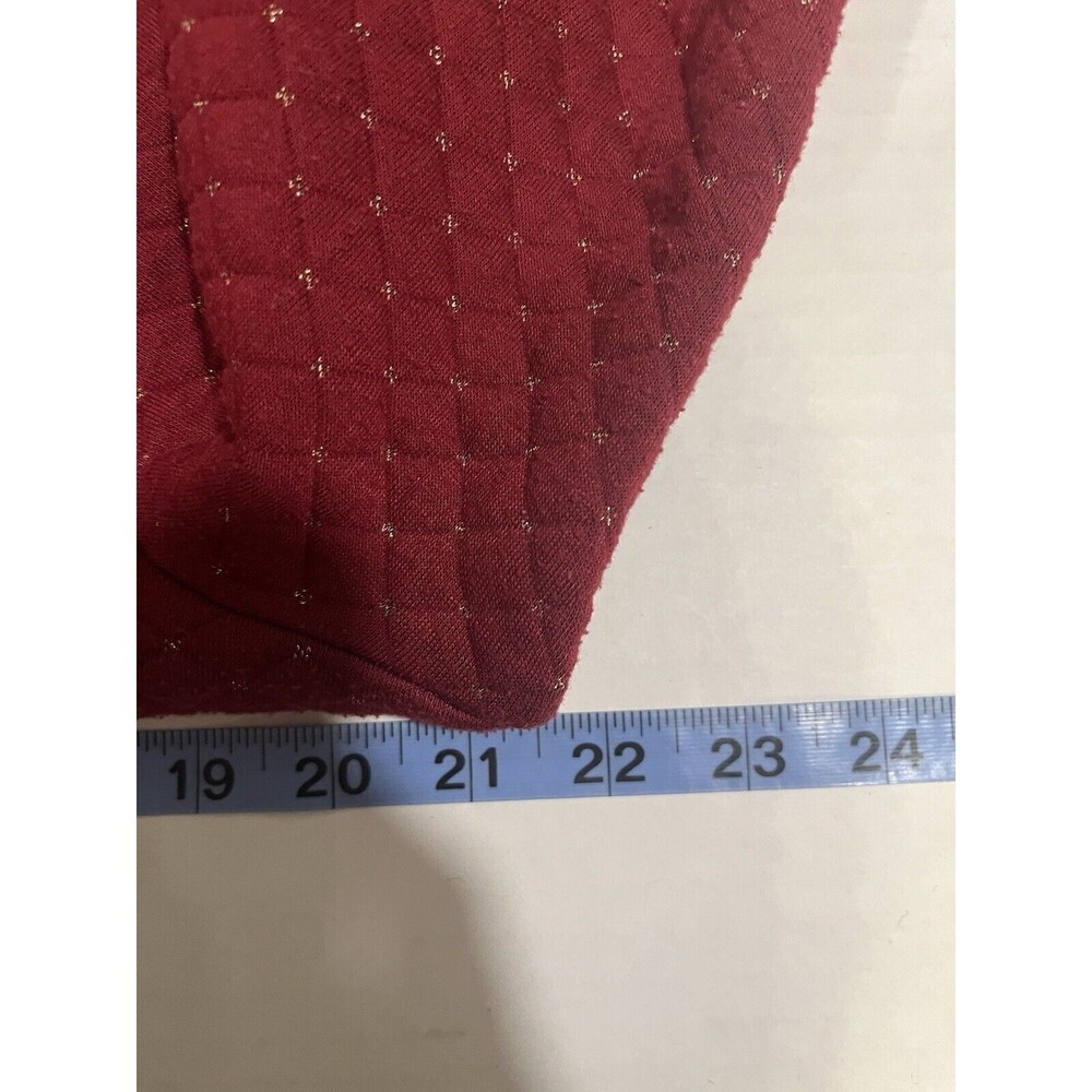 Crown & Ivy Quilted Pullover Mock Turtleneck, Red w Gold Stitch Size L - Picture 7 of 10